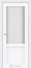 Двери межкомнатные LAURA-белый матовый-стекло сатин+L1