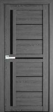 Двери межкомнатные Мода-ПВХ ULTRA-Диана-дуб серый-черное стекло