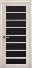 Двери межкомнатные Мода ПВХ ULTRA-Виола-дуб молочный-черное стекло