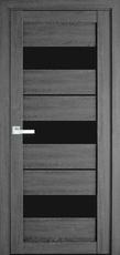 Двери межкомнатные Мода-ПВХ ULTRA-Лилу-дуб серый-черное стекло