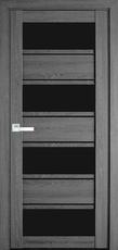 Двери межкомнатные Мода-ПВХ ULTRA-Элиза-дуб серый-черное стекло