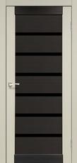Двери межкомнатные PORTO COMBI DELUXE-PCD-02-дуб беленый-венге-черное стекло