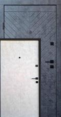 Двери входные QDoors-Премиум-Нэкст-мрамор темный/бетон бежевый