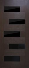 Двери межкомнатные  ОМиС - Домино-венге с черным стеклом